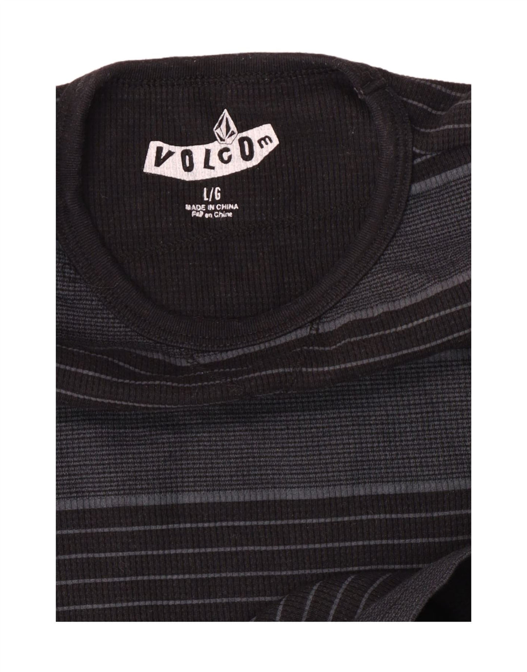 Volcom Jungen-Top, langärmelig, 11–12 Jahre, groß, grau gestreift, Polyester