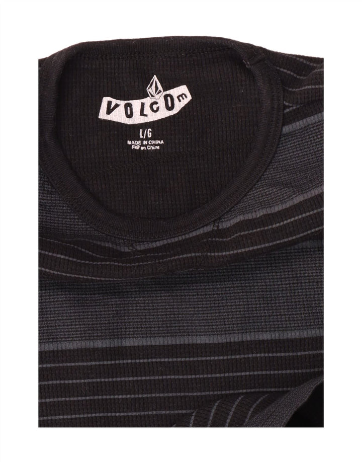 Volcom Jungen-Top, langärmelig, 11–12 Jahre, groß, grau gestreift, Polyester