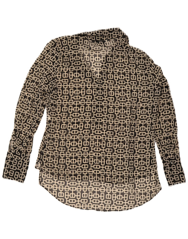 Zara Damen-Langarm-Oversize-Blusenoberteil, Gr. 6, XS, Schwarz, geometrisch