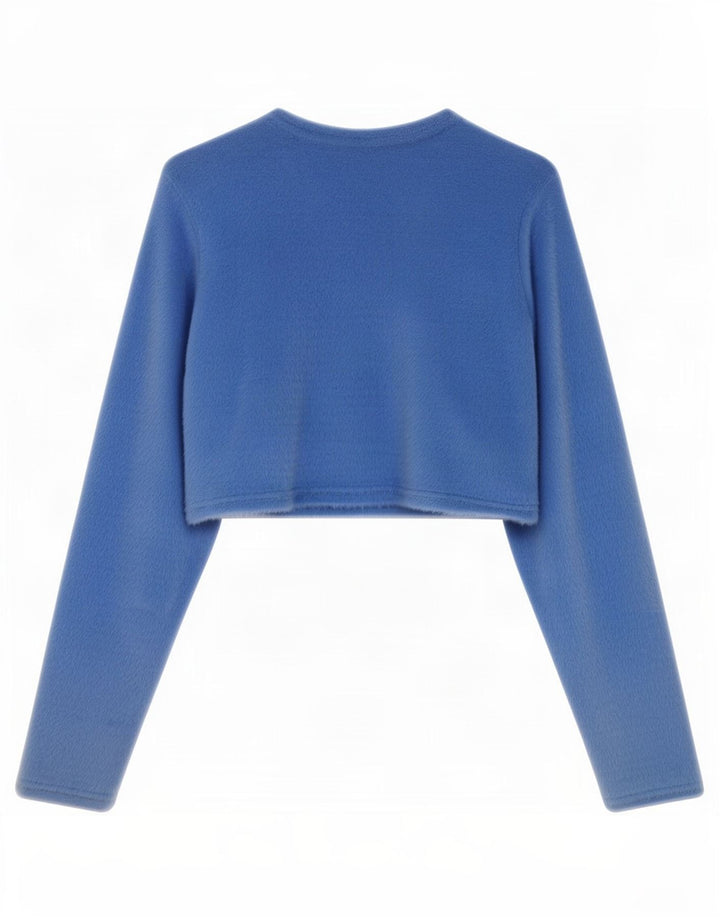 Zara Damen Boleropullover UK 10 Small Blaues Nylon