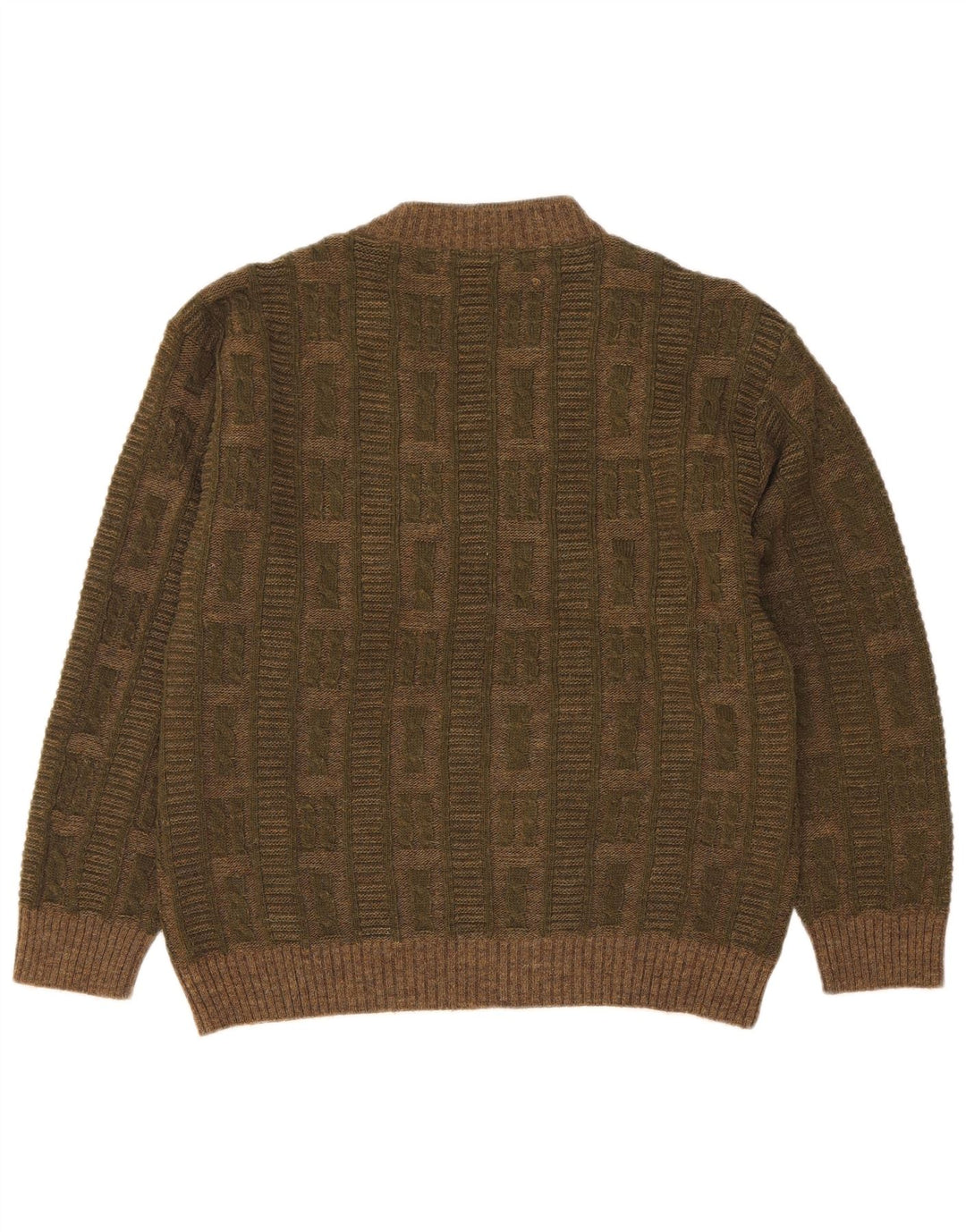 Dei Massimi Herren-Pullover mit V-Ausschnitt IT 48 Mittel Khaki Argyle/Diamant