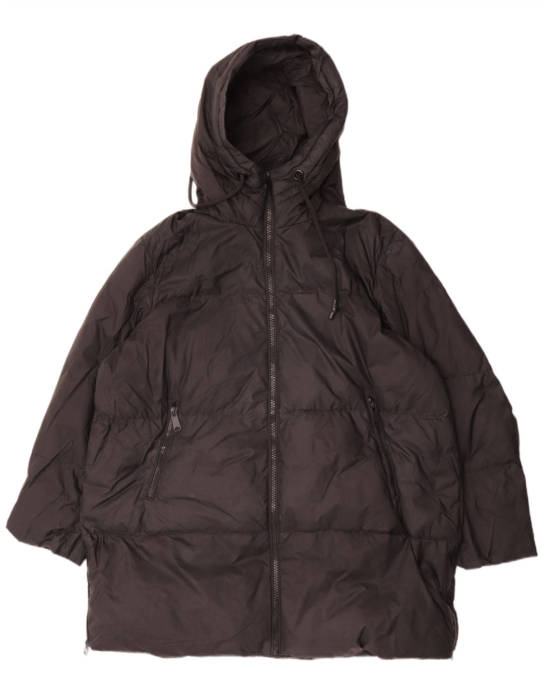 Zara Damen-Kapuzenmantel, übergroß, gepolstert, UK 14, Mittelschwarz, Polyamid