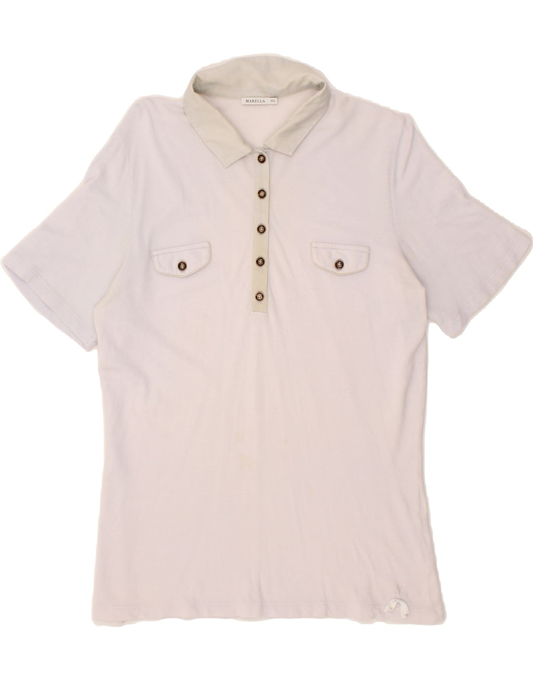 MARELLA Womens Polo Shirt UK 20 2XL White Vintage Marella and Second-Hand Marella from Messina Hembry 