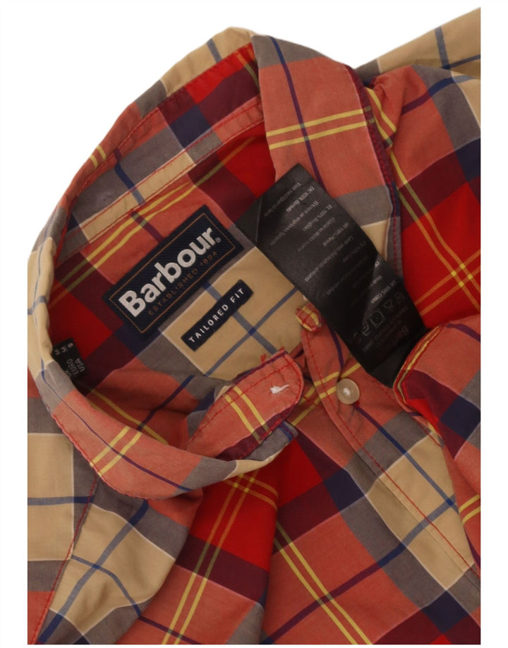 Barbour Tailored Fit-Hemd für Herren aus mittelroter Karo-Baumwolle