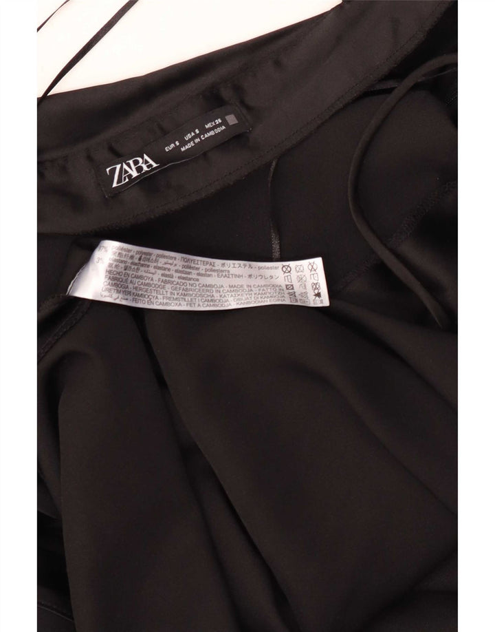 Zara Damen Maxi-Slip-Kleid UK 10 Small Schwarz Polyester