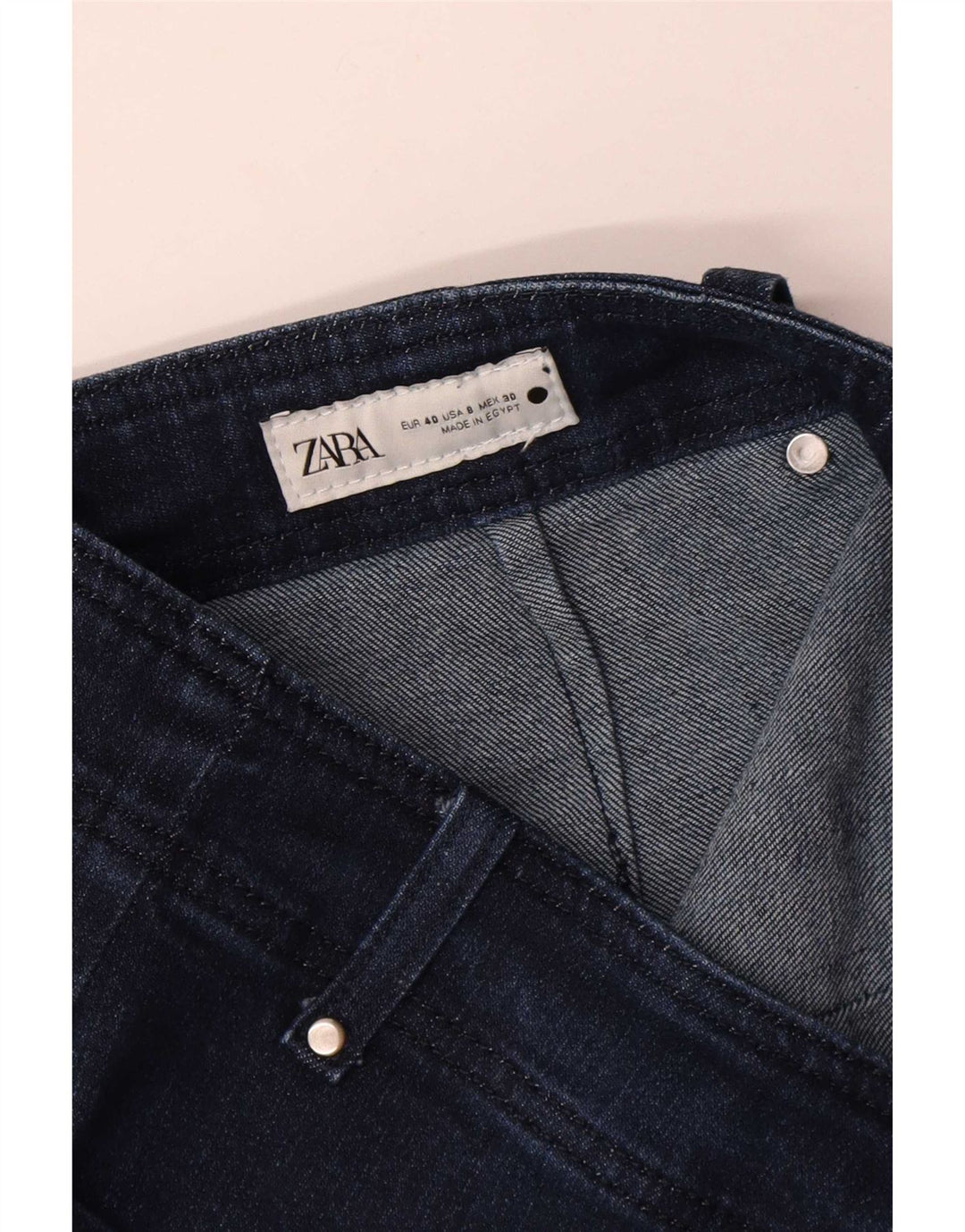 Zara Damen-Jeans mit weitem Bein, EU 40, Mittel W30 L30, Marineblau