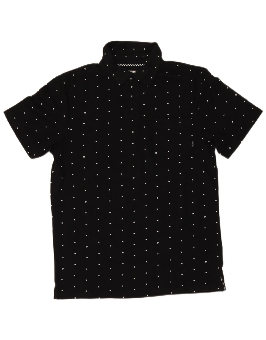 VANS Mens Polo Shirt Medium Black Spotted Cotton