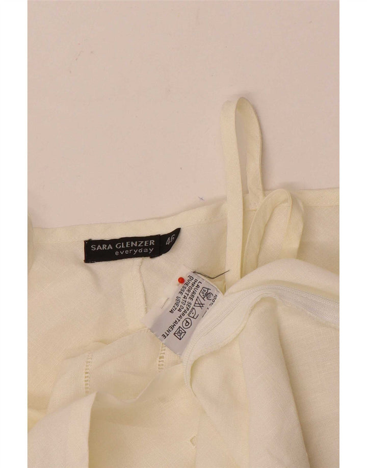 Sara Glenzer Damen Cami Top IT 46 Large Weiß Leinen