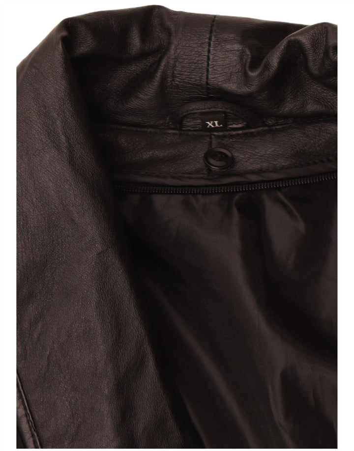 Vintage Damen Lederjacke UK 18 XL Schwarzes Leder