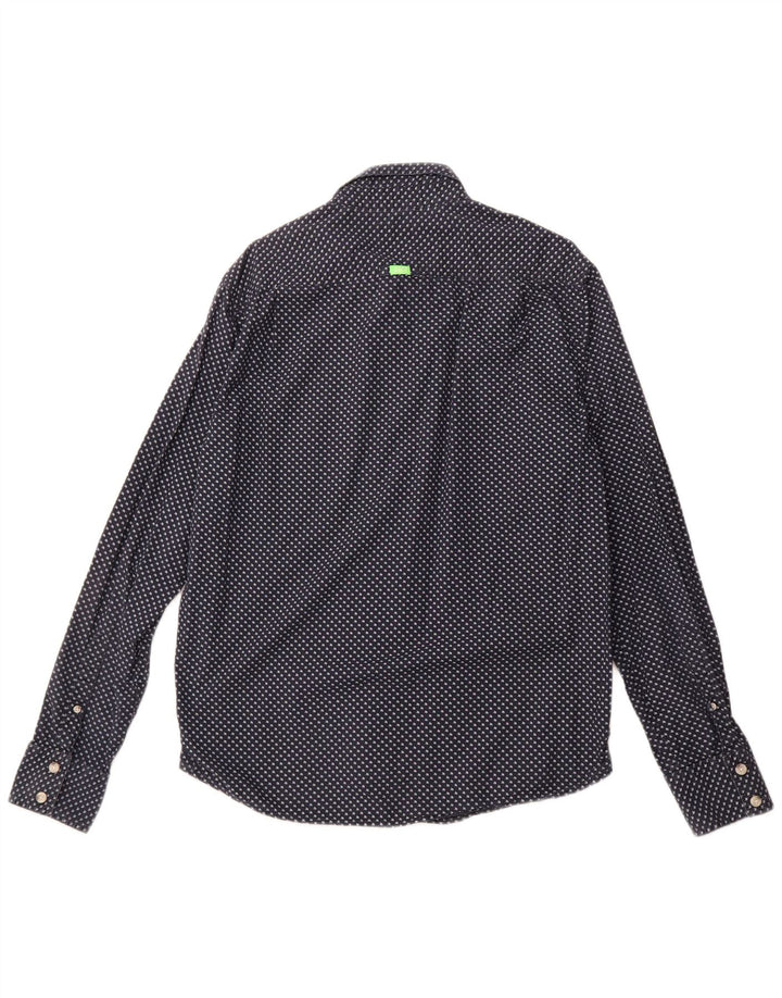 SUPERDRY Herren Grafikhemd 2XL Marineblau gepunktet