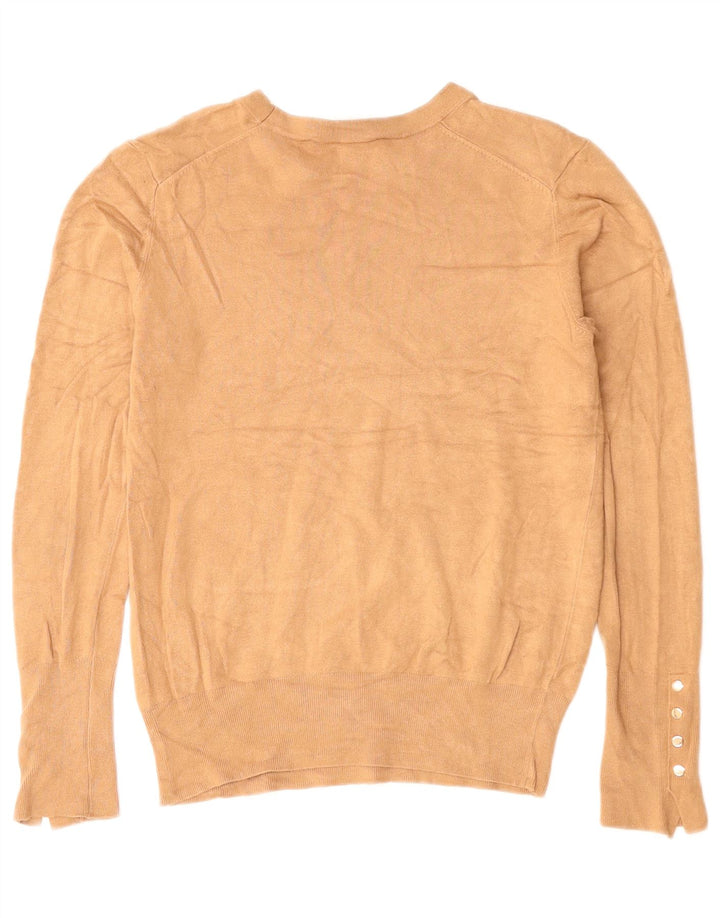 ZARA Damen-Pullover mit U-Boot-Ausschnitt, UK 12, mittelbraune Viskose