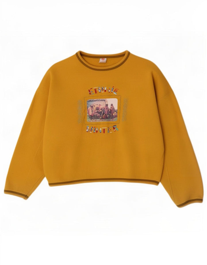Stefanel Damen-Sweatshirt mit Grafik-Übergröße, Gr. 14, Mittelgelb