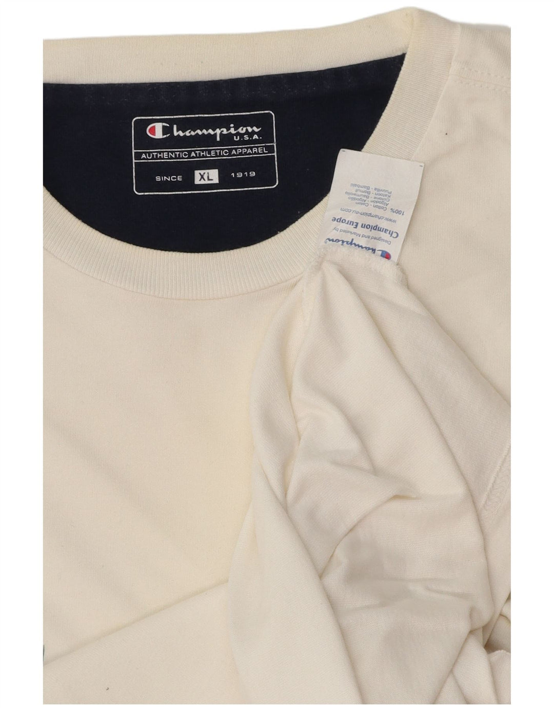 CHAMPION Herren-Grafik-T-Shirt-Oberteil XL aus weißer Baumwolle