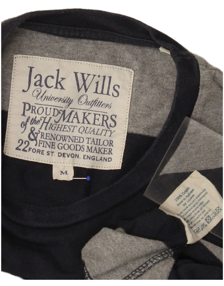 JACK WILLS Herren-Oberteil aus Baumwolle mit langen Ärmeln, mittelmarineblau, gestreift