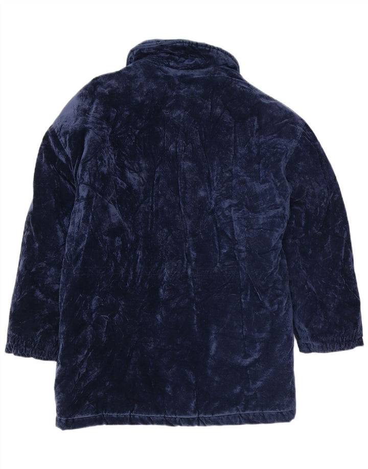 Vintage Damen Übergroßer Samt-Windbreaker-Mantel UK 14 Medium Navy Blue