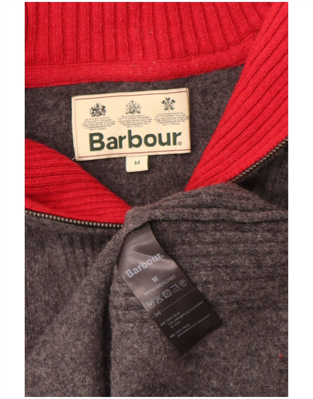 Barbour Herren-Pullover mit lockerer Passform und Reißverschluss, mittelgraue Wolle