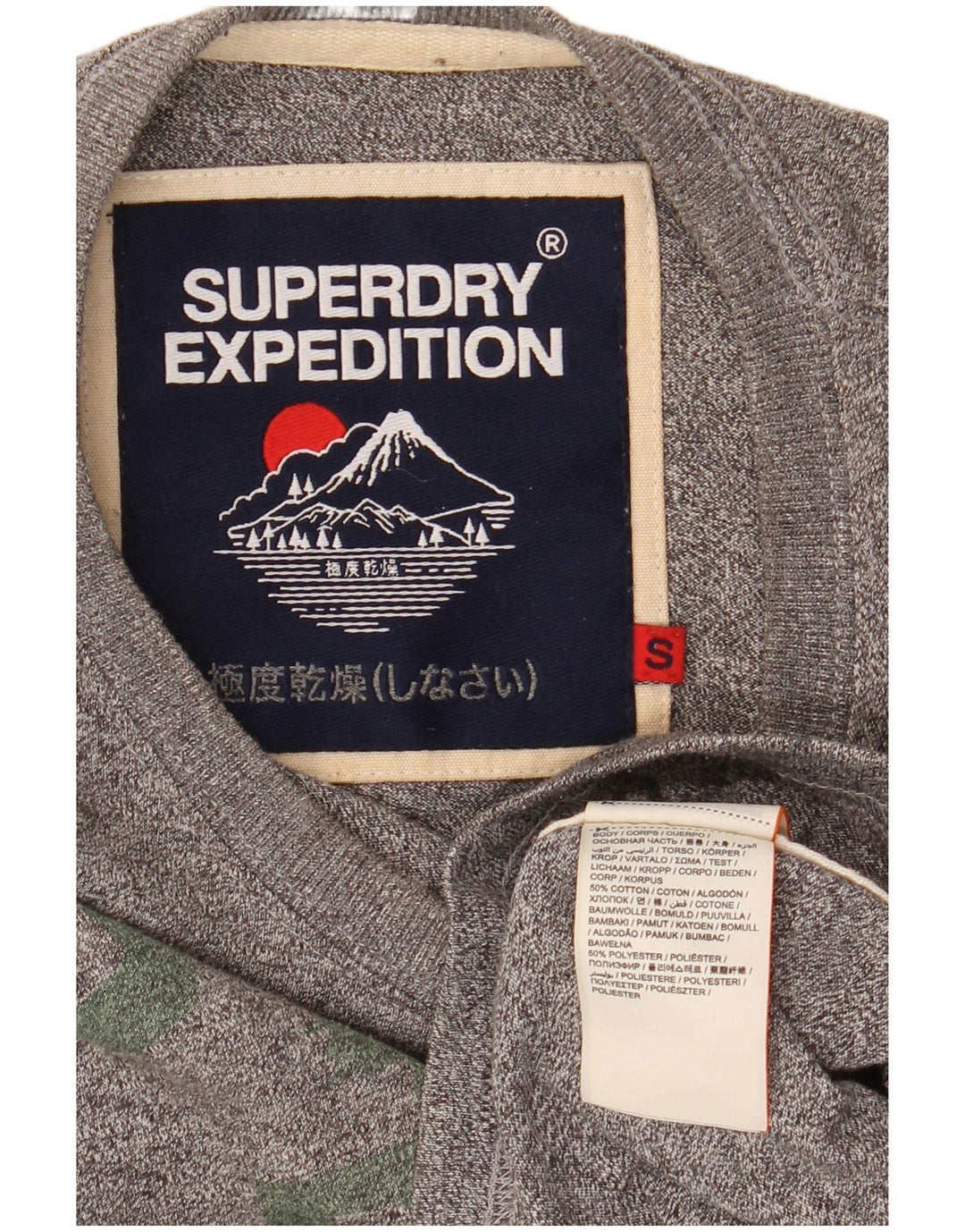 Superdry Herren-T-Shirt mit Grafik, Größe S, grau gesprenkelte Baumwolle