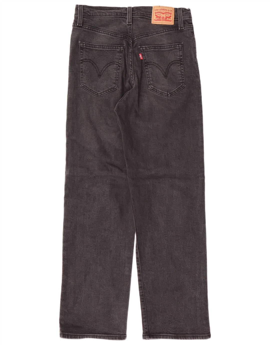 LEVI'S Damen Ribcage Straight Jeans W28 L29 Graue Baumwolle