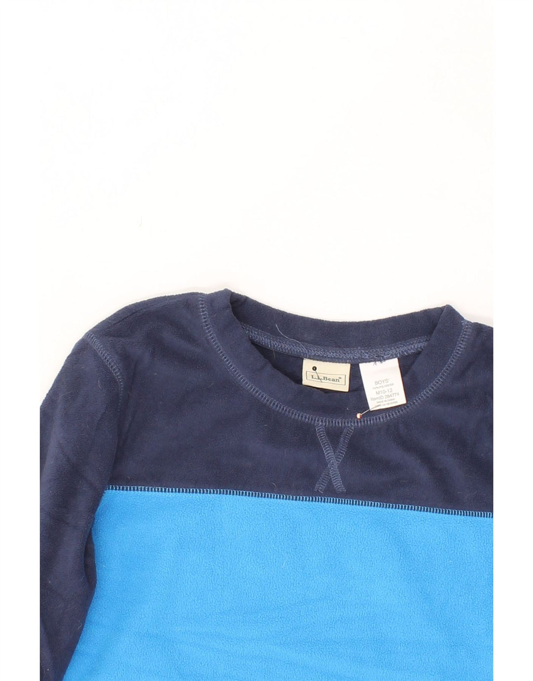 L.L.BEAN Boys Fleece Jumper 10-11 Years Medium  Navy Blue Colourblock Vintage L.L.Bean and Second-Hand L.L.Bean from Messina Hembry 