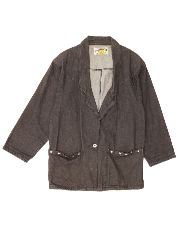 Vintage Damen Übergroßer Jeansmantel UK 14 Mittelschwarze Baumwolle