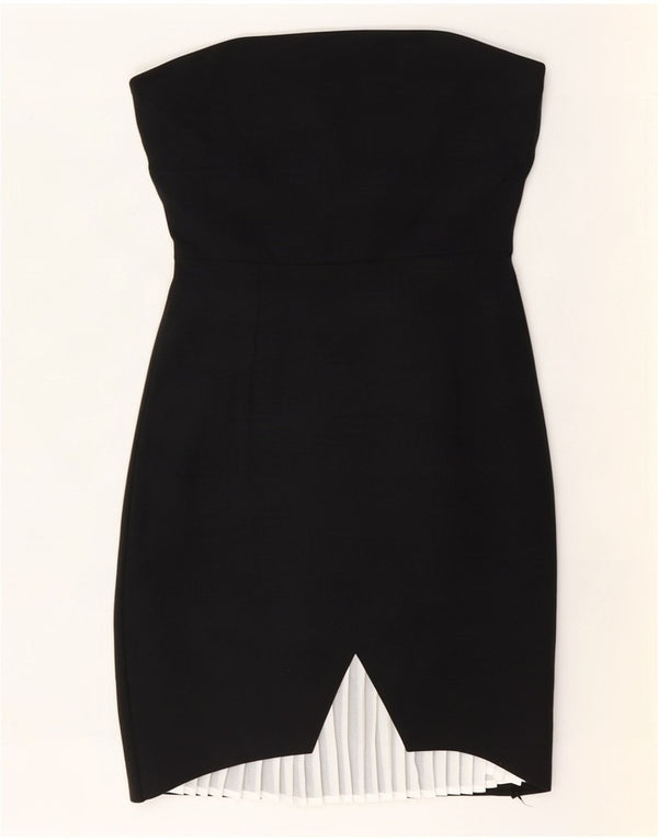 Zara Damen Trägerloses Kleid UK 8 Small Schwarz Polyester