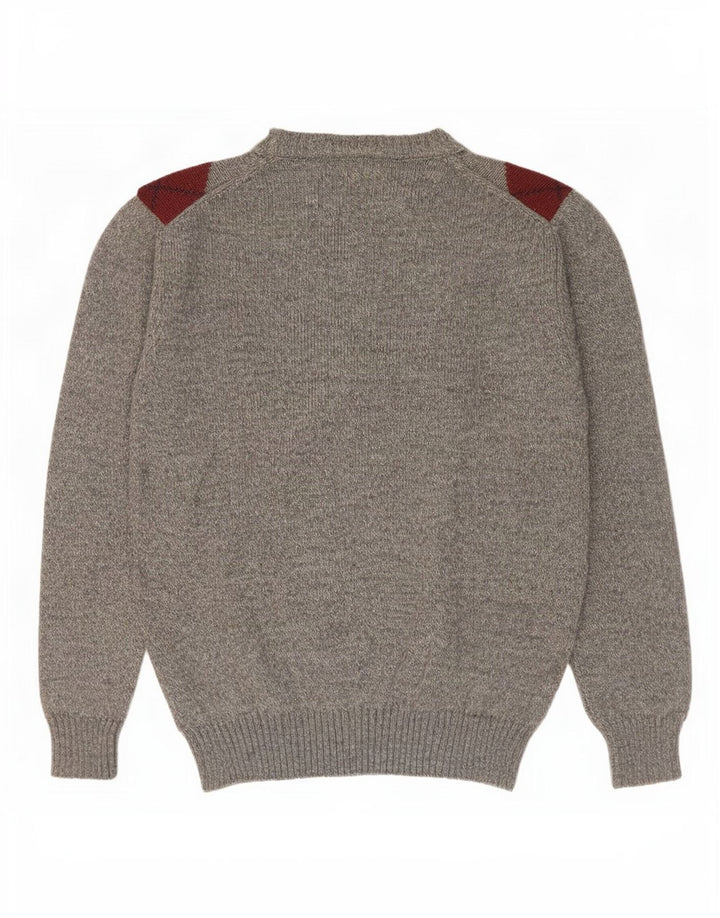 Rodes Herren-Pullover mit Rundhalsausschnitt, Größe 48, mittelgrau, Argyle/Diamant