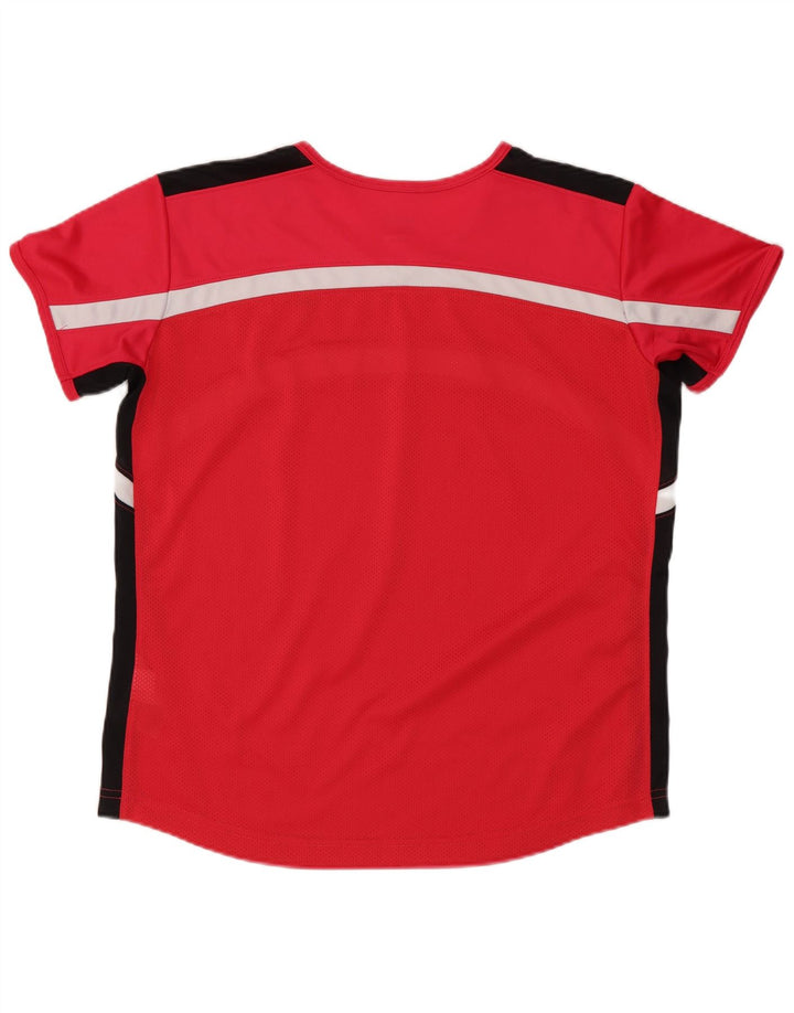 Nike Damen Dri Fit T-Shirt Top US 8/10 Mittelrotes Colourblock-Polyester