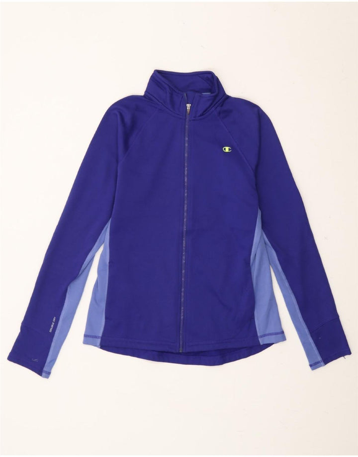CHAMPION Womens Tracksuit Top Jacket UK 12 Medium Navy Blue Colourblock Vintage Champion and Second-Hand Champion from Messina Hembry 