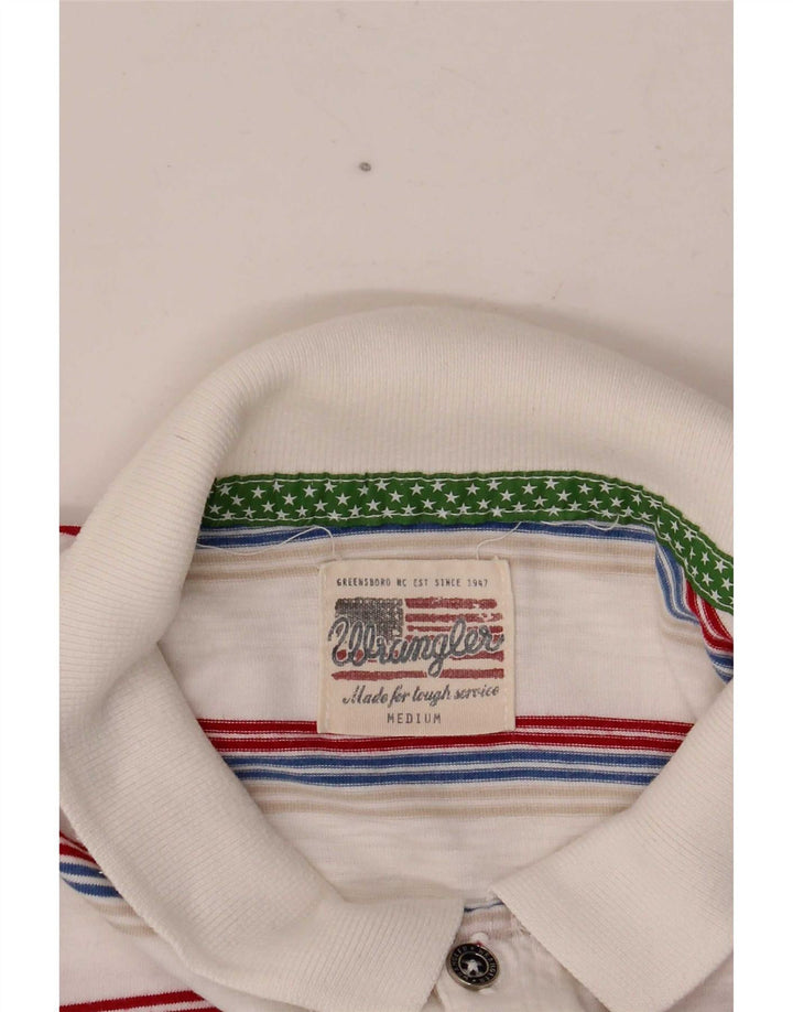 Wrangler Damen Poloshirt UK 12 Mittelweiß gestreift