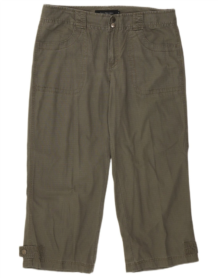 Calvin Klein Damen gerade Caprihose US 12 Large W34 L23 Khaki