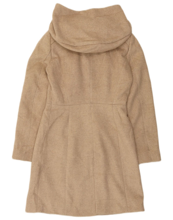 Zara Damen-Mantel mit Kapuze, UK 12, mittelbeige Wolle
