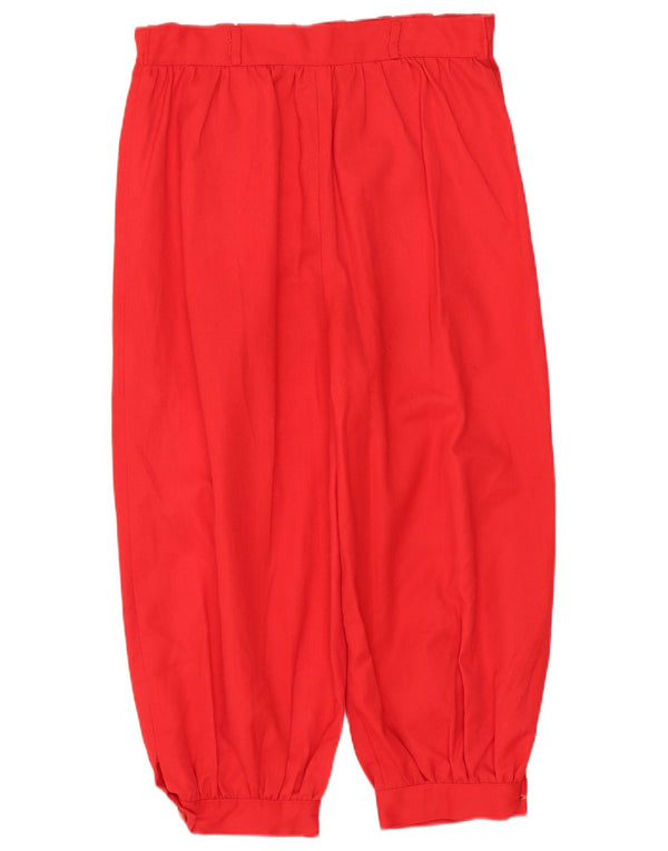 VINTAGE Capri-Hose mit hohem Bund für Damen, W28, L18, rotes Polyester