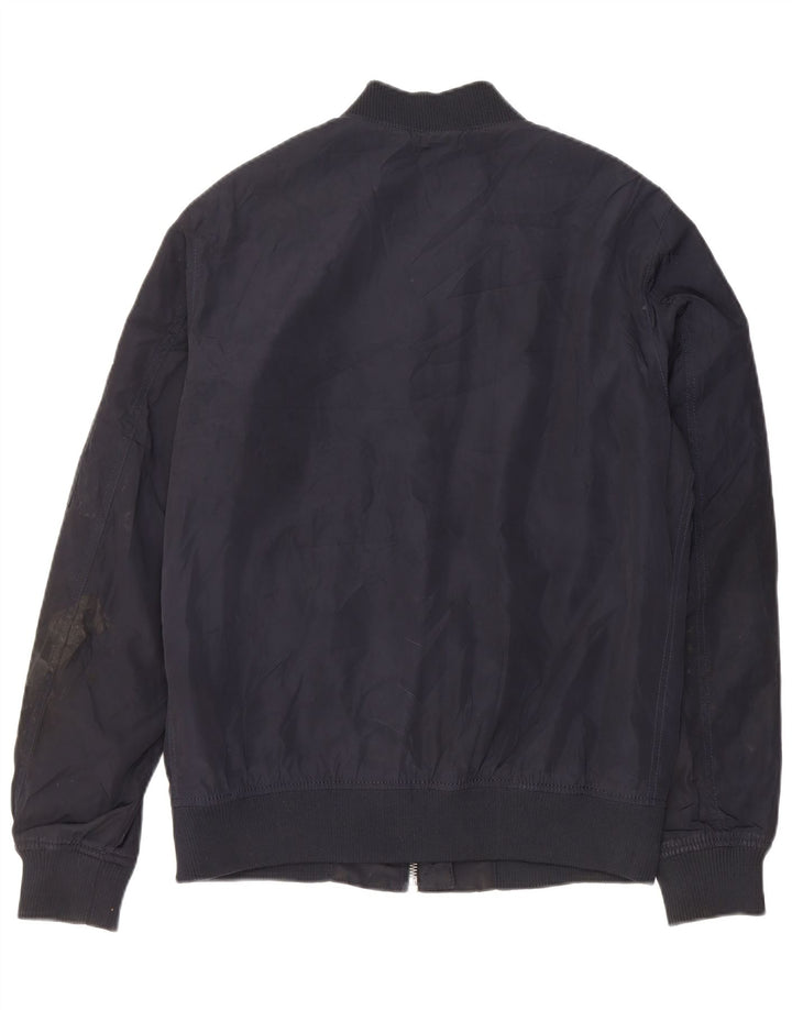 Zara Herren Bomberjacke UK 40 Large Marineblau Polyester