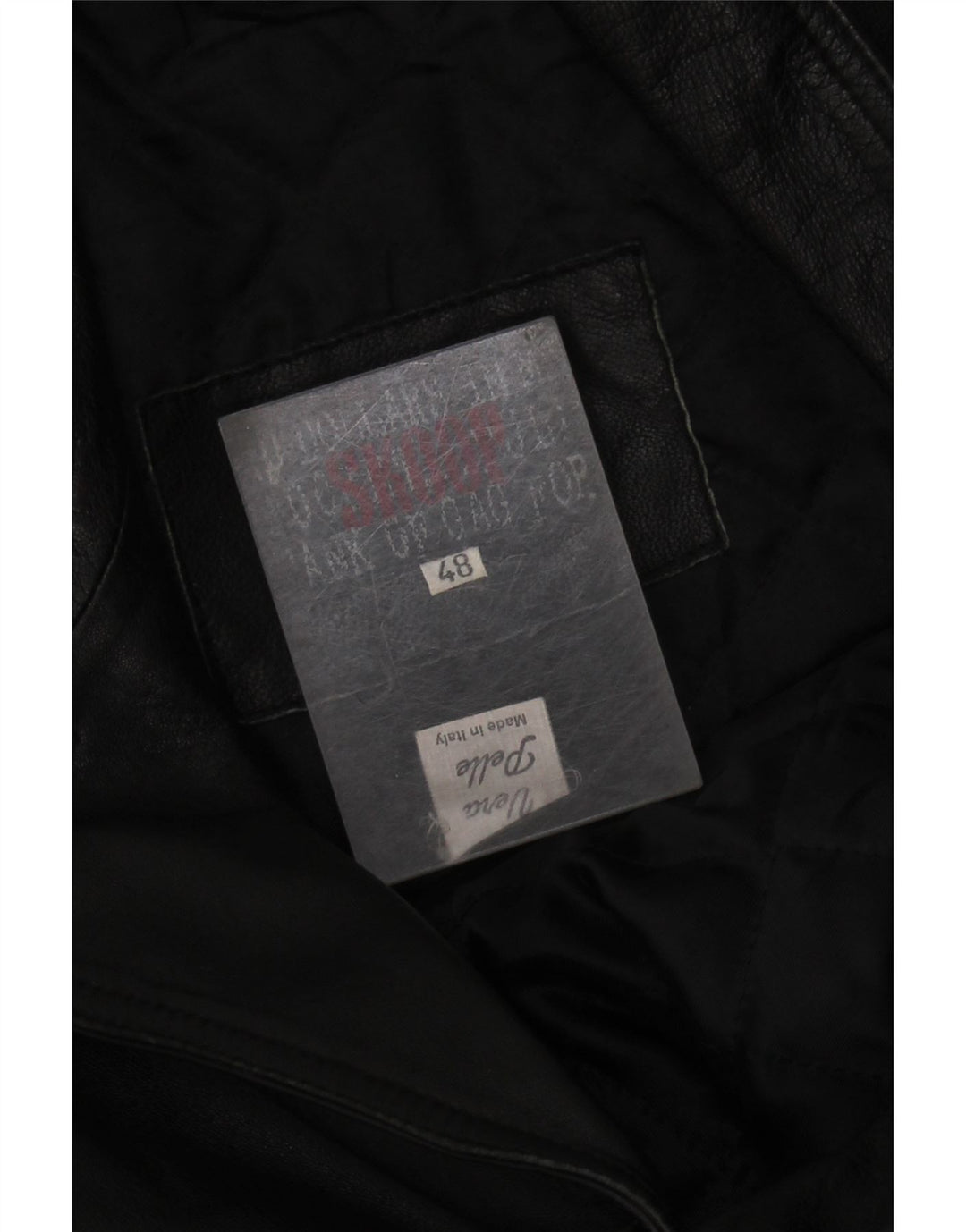 VINTAGE Damen Ledermantel IT 48 XL Schwarzes Leder