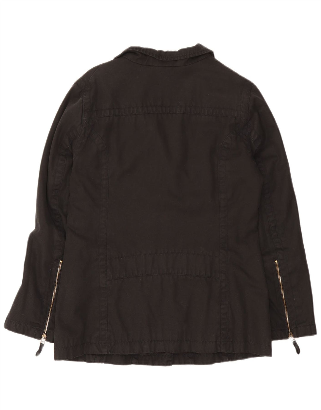Massimo Dutti Damen Utility-Jacke UK 16 Große schwarze Baumwolle