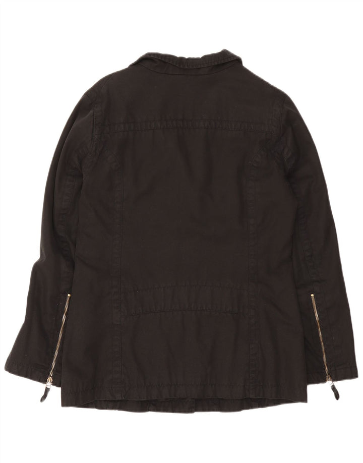 Massimo Dutti Damen Utility-Jacke UK 16 Große schwarze Baumwolle