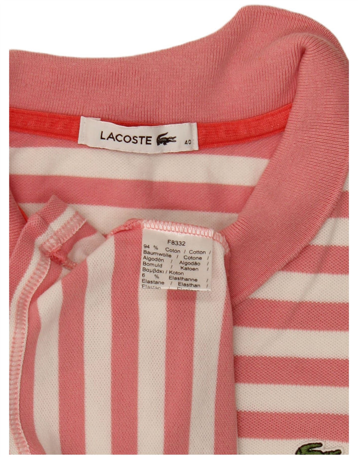 Lacoste Damen-Poloshirt, Größe 40, mittelrosa, gestreift, Baumwolle