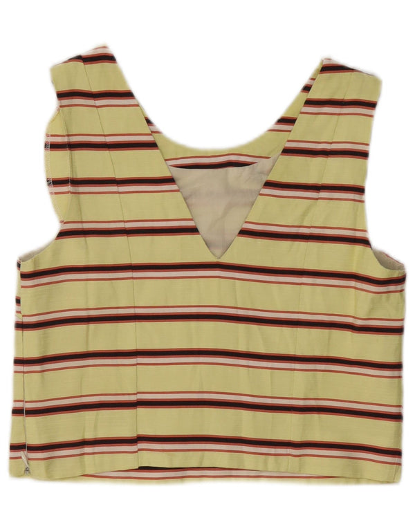 Maison Scotch Damen Ärmelloses Crop Top UK 10 Small Gelb gestreift