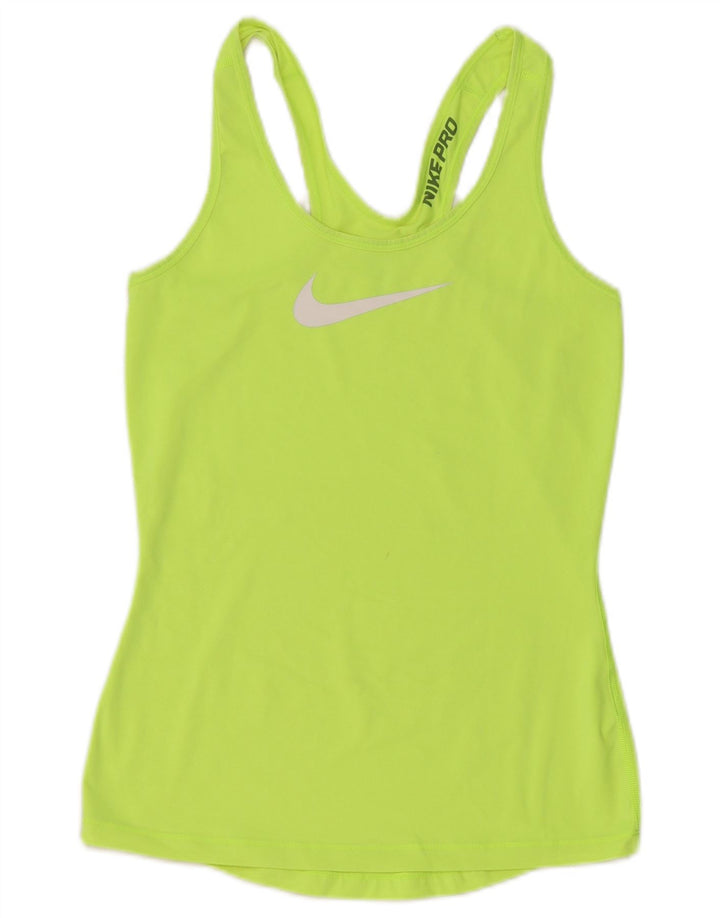 NIKE Damen Graphic Vest Top UK 8 Small Grün Synthetik