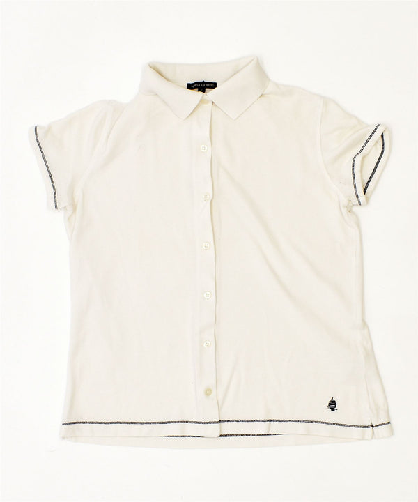 MARINA YACHTING Damen Kurzarmhemd UK 10 Small Weiße Baumwolle