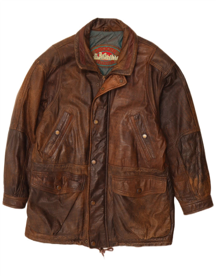 Vintage Herren Lederjacke IT 52 XL Braunes Leder