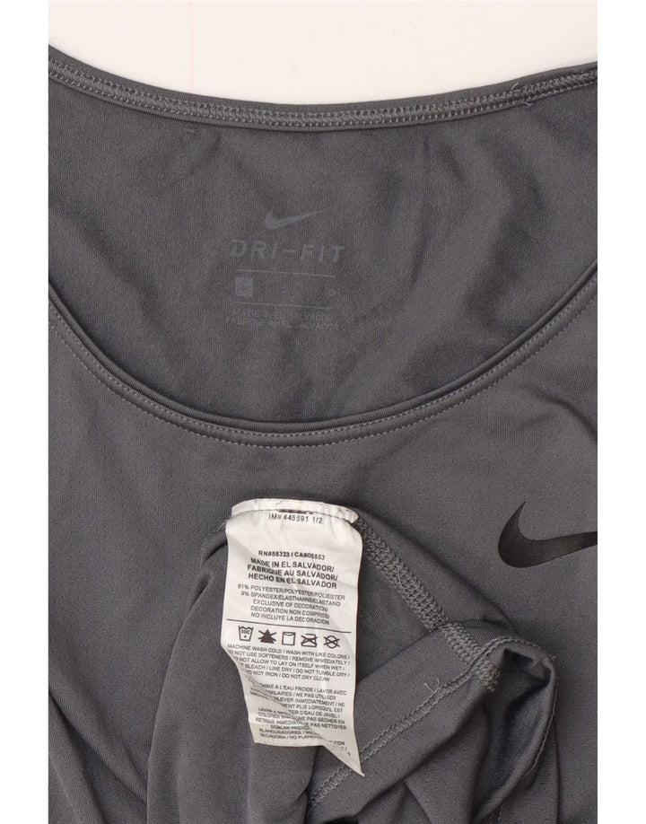 Nike Damen Dri Fit T-Shirt Top UK 16 Large Grau Polyester