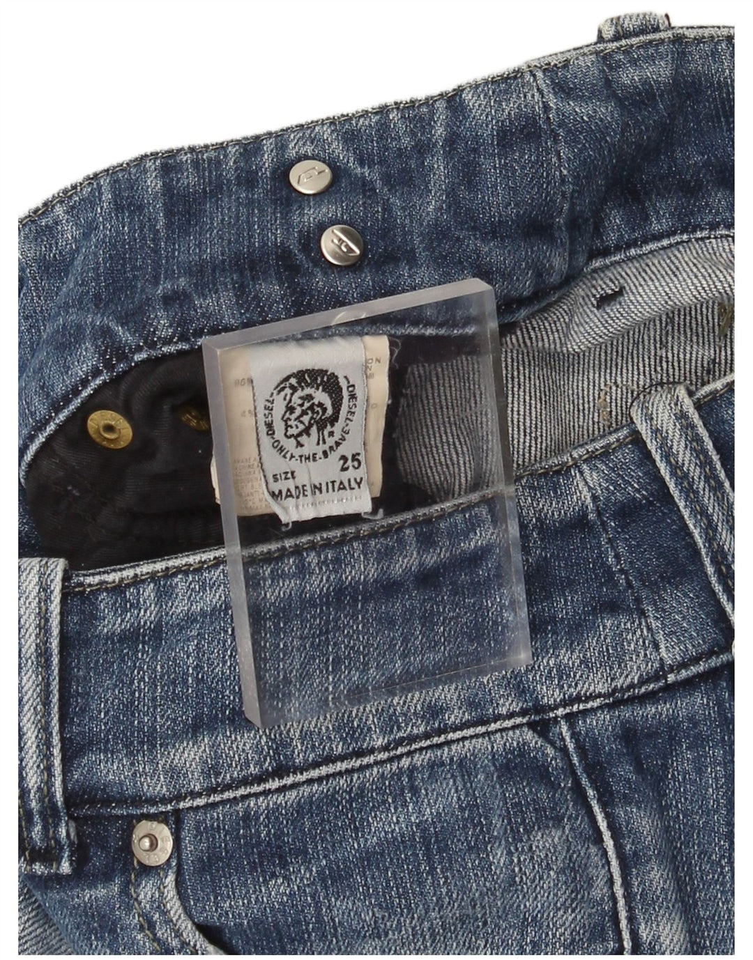 Diesel Damen Bootcut-Jeans im Used-Look mit niedriger Taille, W25, L33, blaue Baumwolle