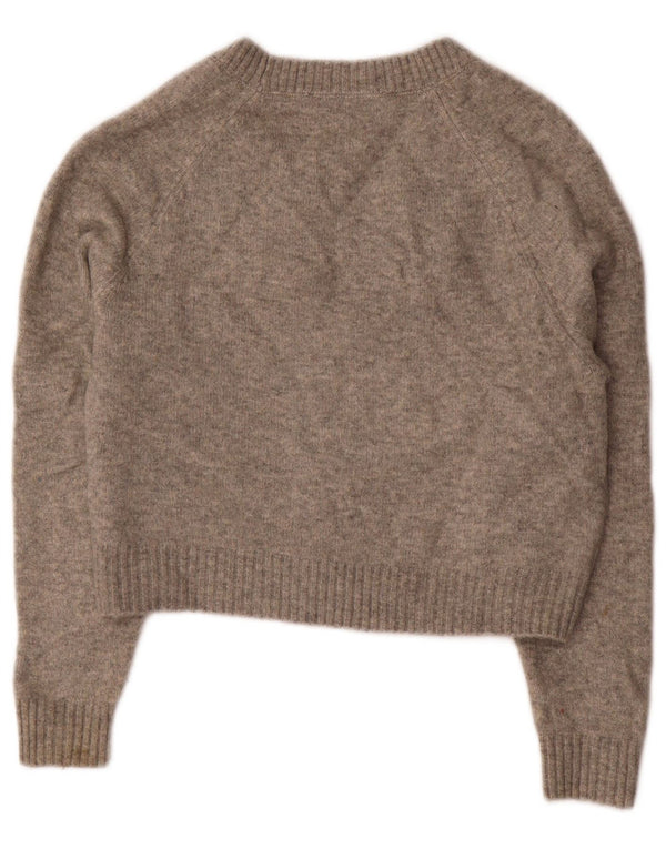 Zara Damen Crop Oversized Cardigan Pullover UK 10 Small Grau Acryl