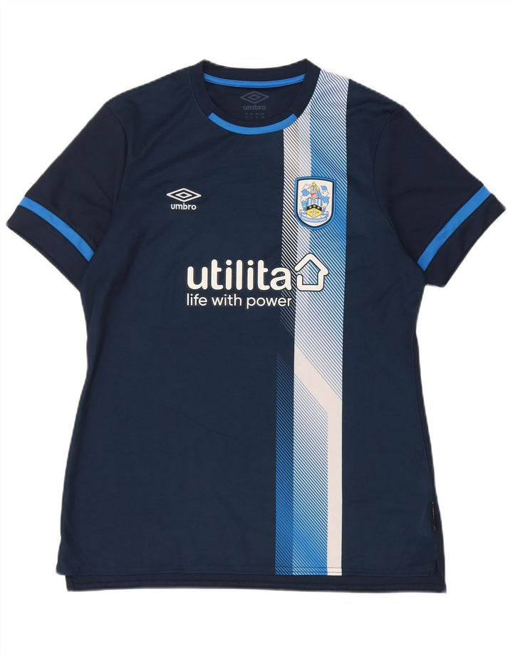 Umbro Damen Grafik-T-Shirt-Oberteil UK 14 Large Marineblau gestreift Polyester