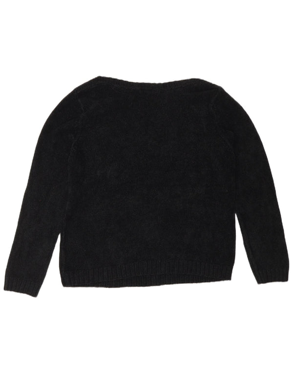 Marks & Spencer Womens Boat Neck Jumper Sweater UK 16 Large  Black Viscose
