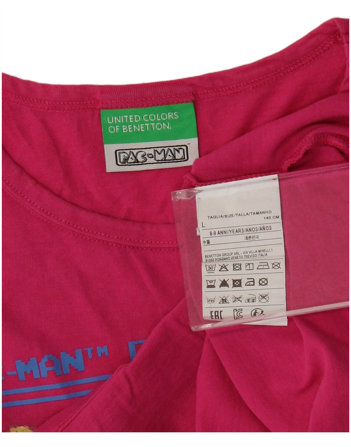 BENETTON Mädchen Pac-Man Crop Graphic T-Shirt Top 8–9 Jahre Large Pink