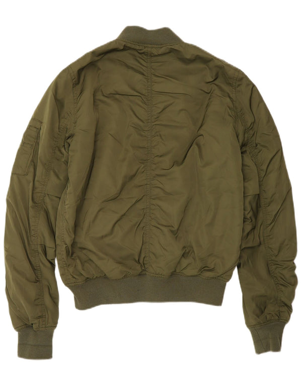 Topshop Damen gepolsterte Bomberjacke UK 8 Small Grün Polyester