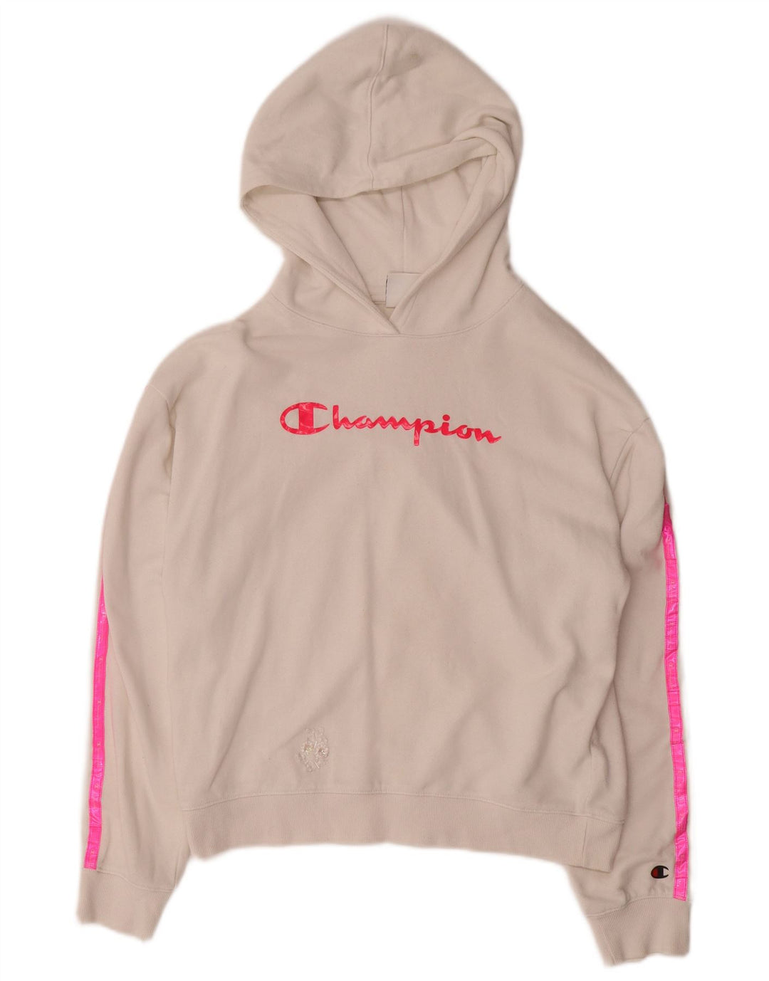 CHAMPION Kapuzenpullover mit Grafik für Mädchen, 15–16 Jahre, 2XL, cremefarbene Baumwolle