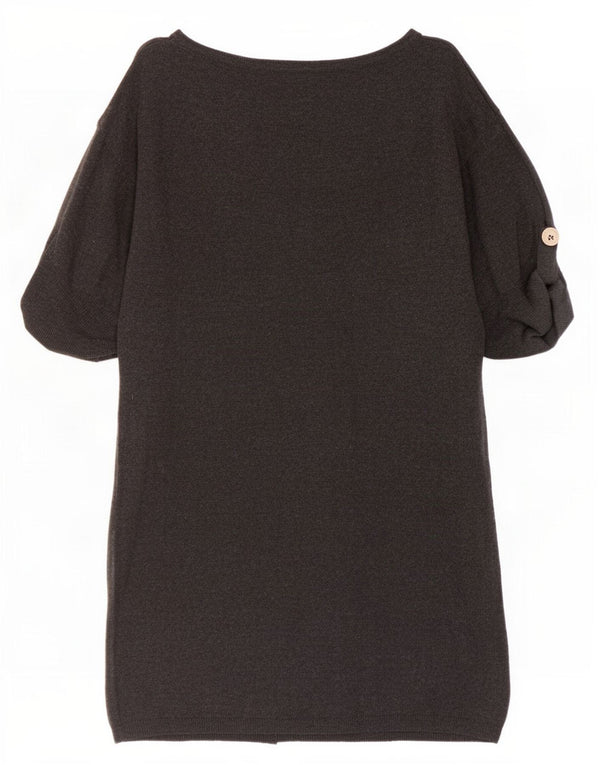 Marks & Spencer Damen-Pulloverkleid mit 3/4-Ärmeln, Gr. 8, Größe S, graue Viskose
